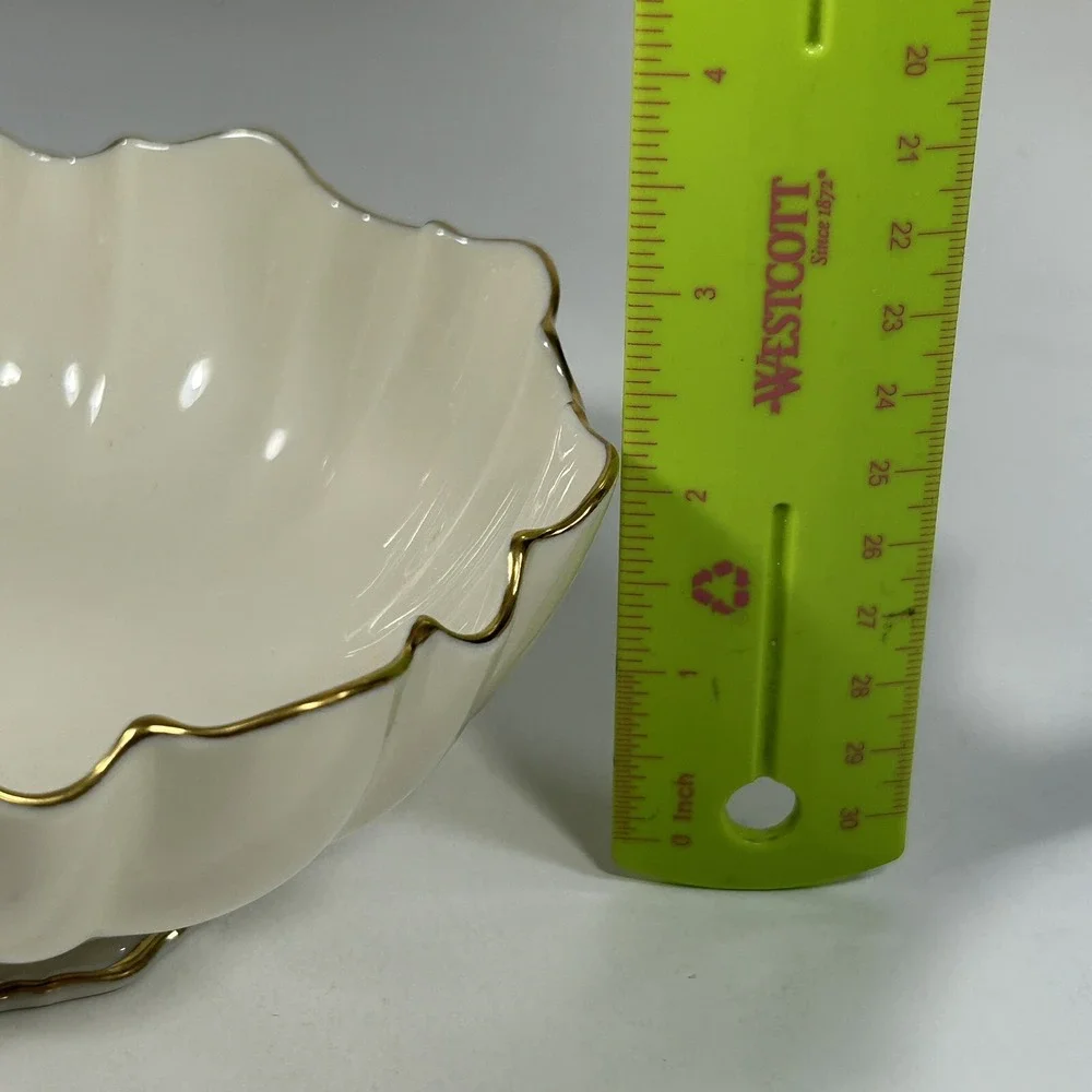 Vintage Lenox Ivory Candy Bowl Dish Gold Rim USA